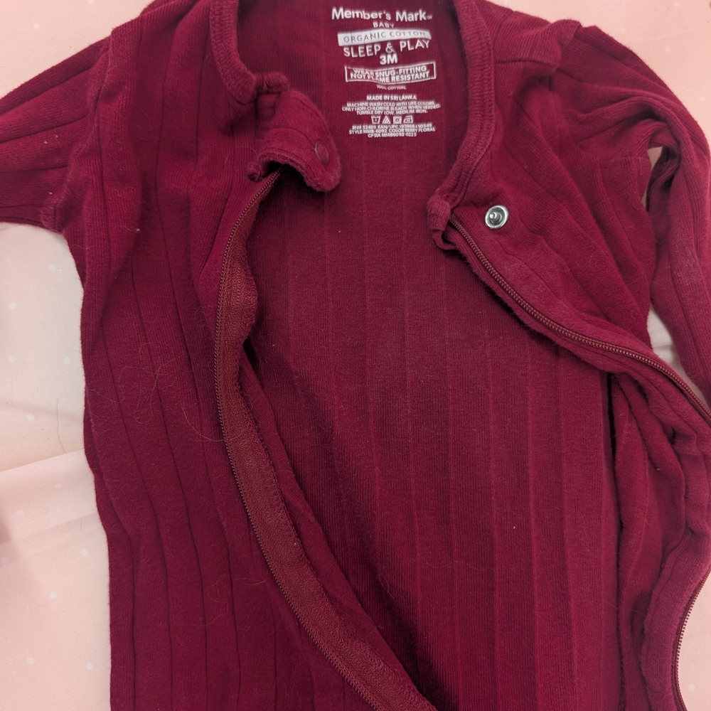 Member's Mark Burgundy Ribbed Sleep & Play - Baby 3M